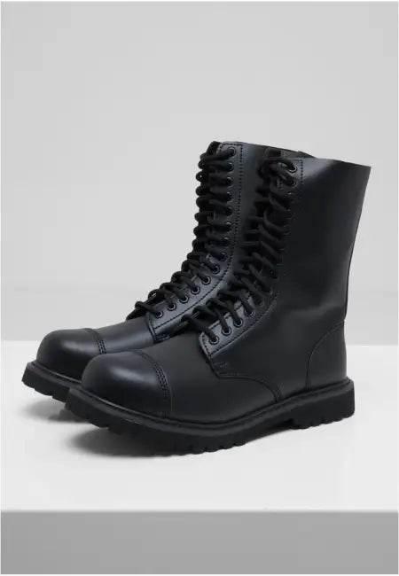 Step into Confidence with Black Leather Combat Boots - Estalios