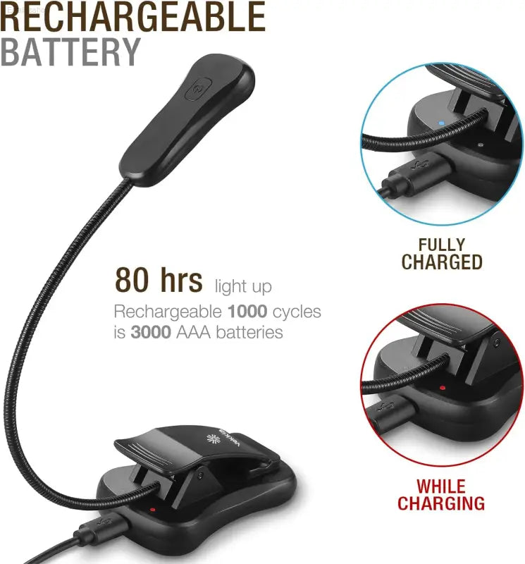 Vekkia Rechargeable 3000K LED Book Light - Perfect Clip-On Reading Light for Cozy Bedtime Reading