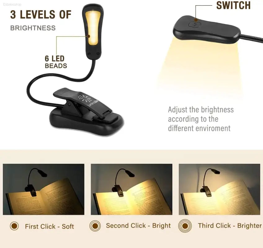 Vekkia Rechargeable 3000K LED Book Light - Perfect Clip-On Reading Light for Cozy Bedtime Reading