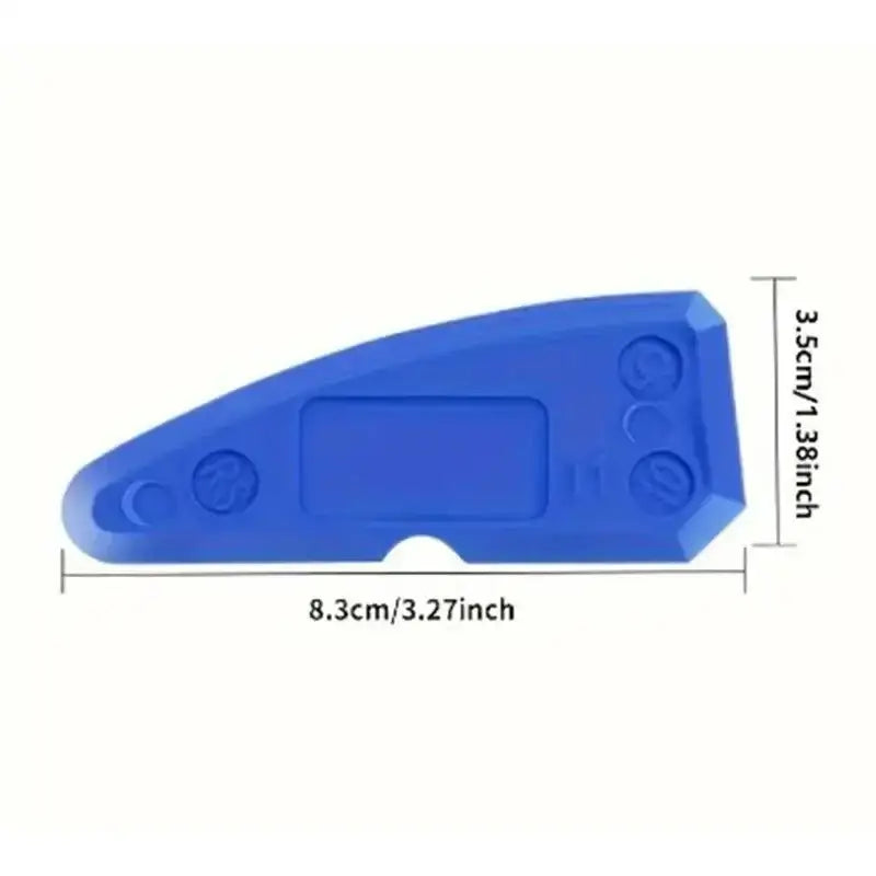 Blue silicone caulking tool showcasing dimensions from the versatile 4-piece caulking set