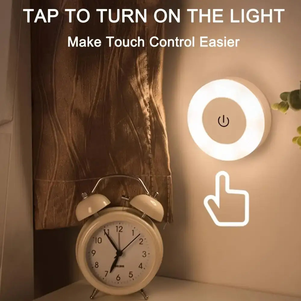 Round touch-activated light from Versatile LED Touch with rechargeable lithium battery