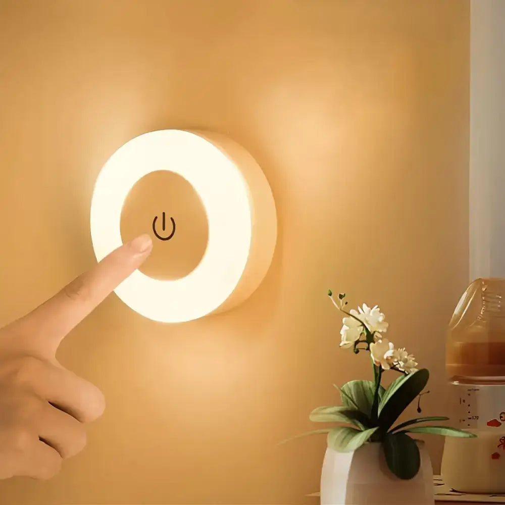 Round Versatile LED Touch Night Light with rechargeable lithium battery for easy use