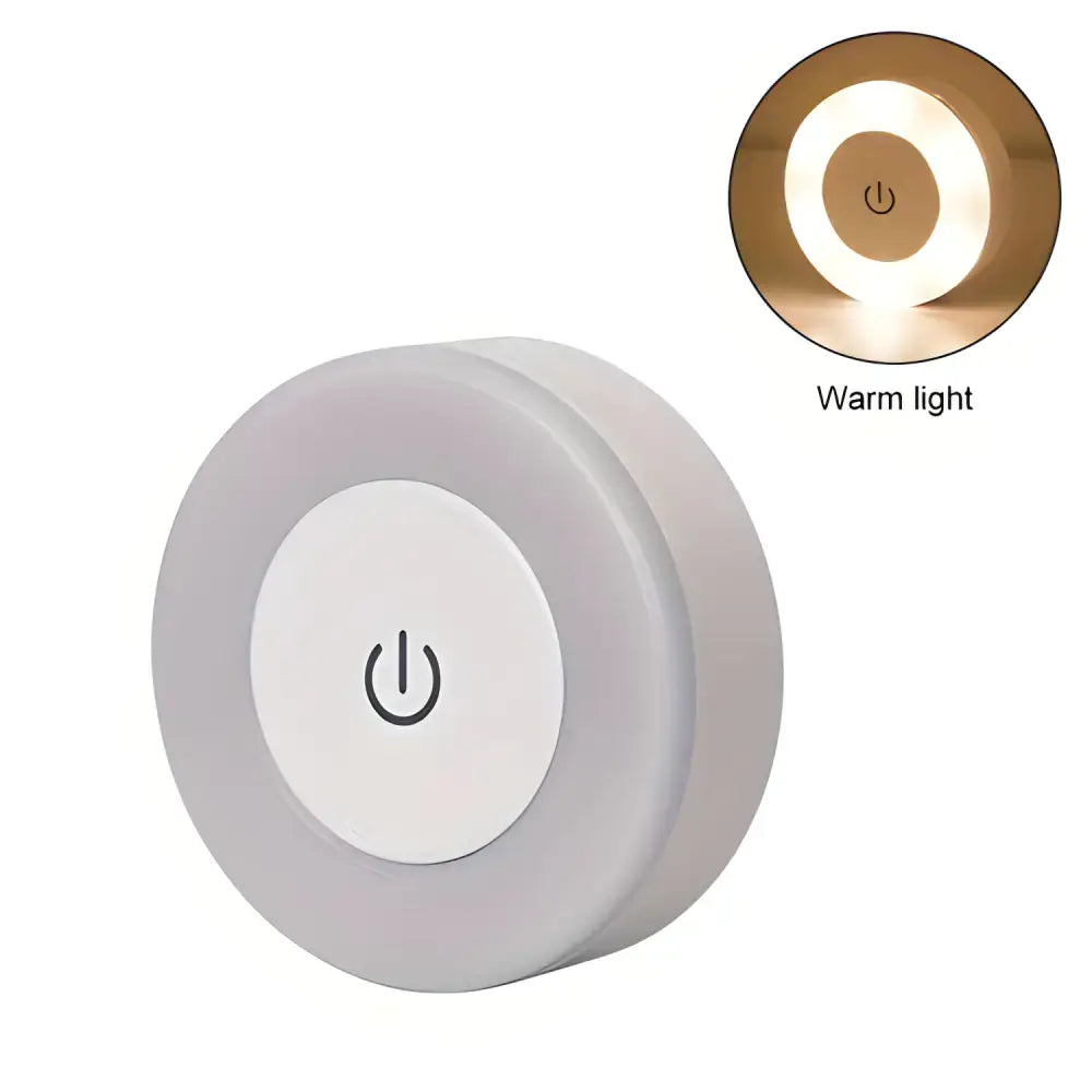 Round Versatile LED Touch Night Light with touch activation and rechargeable lithium battery