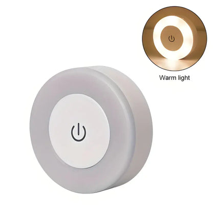 Round Versatile LED Touch Night Light with touch activation and rechargeable lithium battery