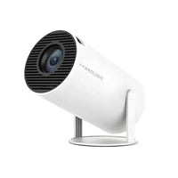 Versatile White Cylindrical Portable Projector with Keystone Correction for Stunning 4K Visuals - Estalios