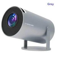 Versatile White Cylindrical Portable Projector with Keystone Correction for Stunning 4K Visuals - Estalios