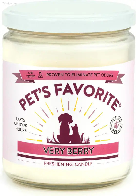 Very Berry Pet Odor Candle - Clean Burning, Long Lasting 70 Hour Scented Candle for Pet Lovers
