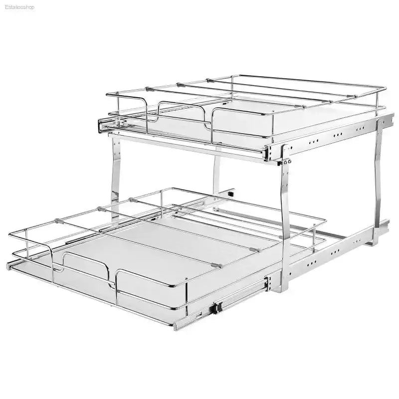 VEVOR 2 Tier Pull Out Cabinet Organizer with Heavy Duty Slide Out Shelves for Kitchen and Bathroom Storage - EstaliosShop