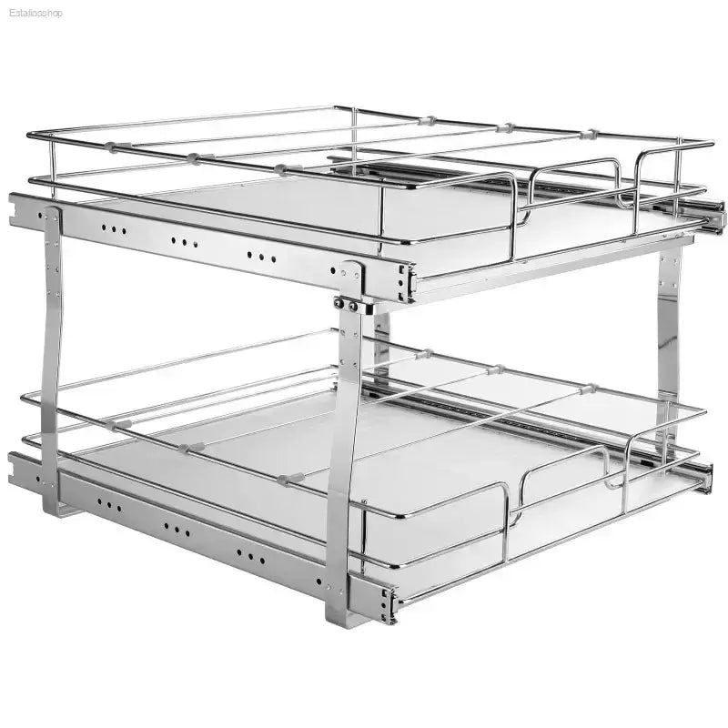 VEVOR 2 Tier Pull Out Cabinet Organizer with Heavy Duty Slide Out Shelves for Kitchen and Bathroom Storage - EstaliosShop