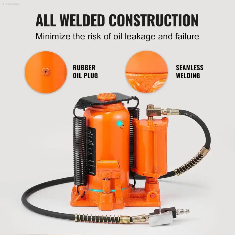 VEVOR Air Hydraulic Bottle Jack, 20 Ton/40000 LBS All Welded Bottle Jack, 10.4-19.7 inch Lifting Range, Manual Handle and Air Pump, for Car, Pickup, Truck, RV, Auto Repair, Industrial Engineering - Estalios