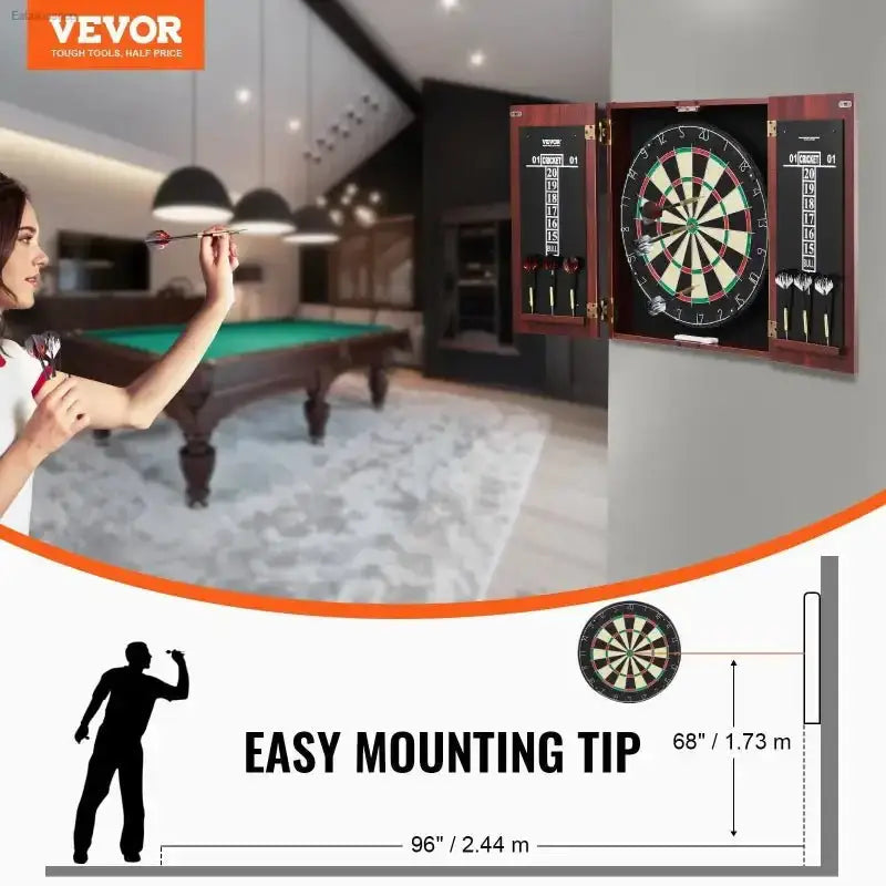 VEVOR Dartboard Cabinet Set with Official Size 18 Inch Dartboard for Recreational and Competitive Players - EstaliosShop