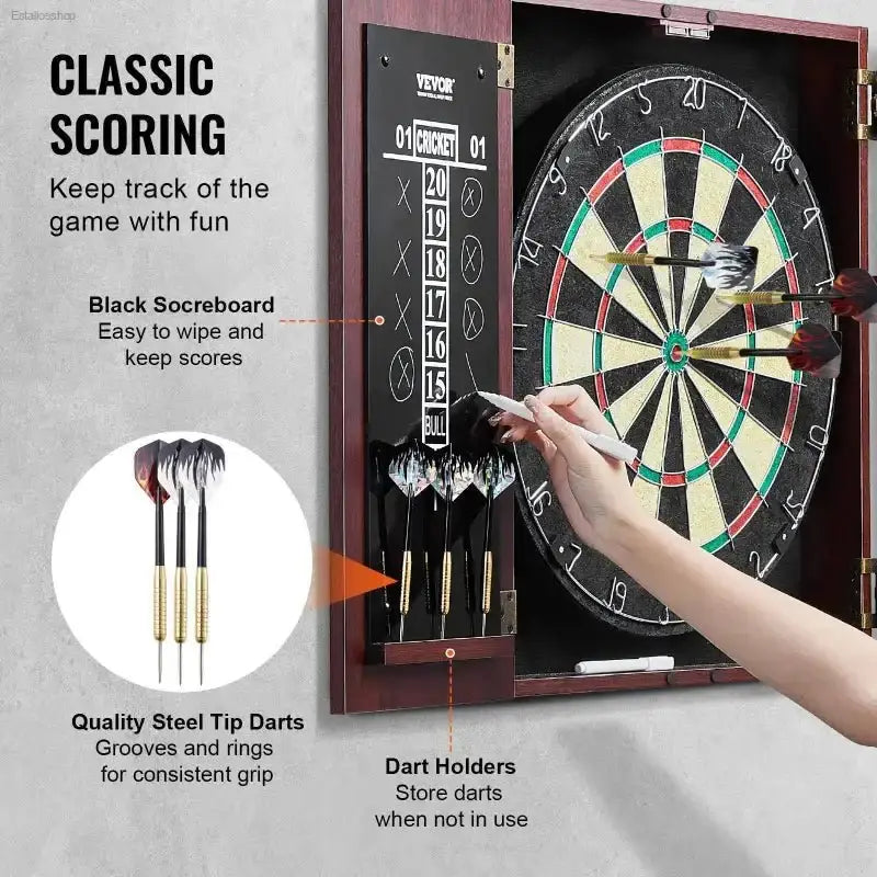VEVOR Dartboard Cabinet Set with Official Size 18 Inch Dartboard for Recreational and Competitive Players - EstaliosShop