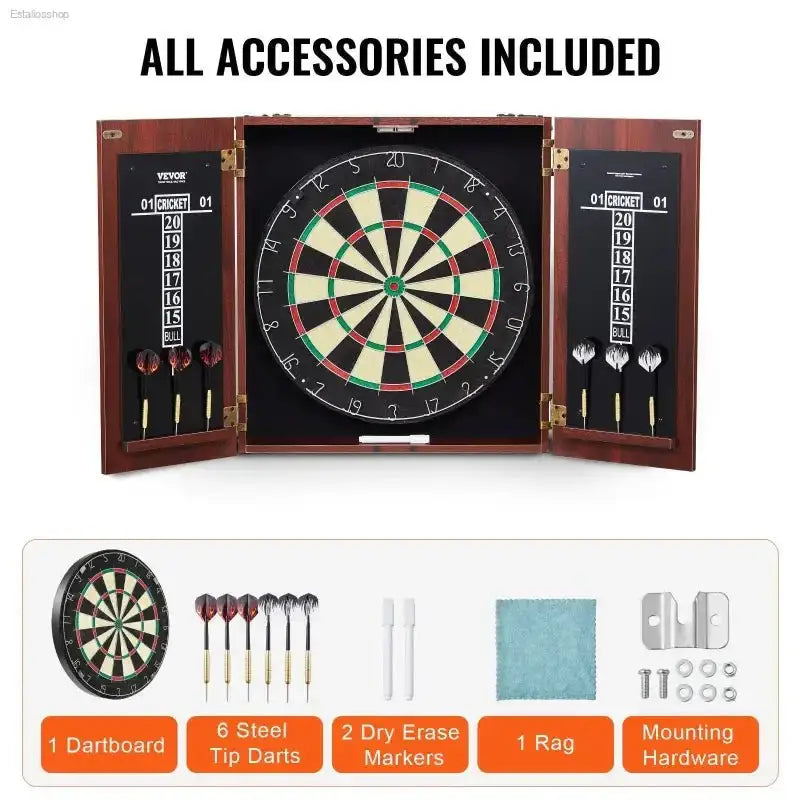 VEVOR Dartboard Cabinet Set with Official Size 18 Inch Dartboard for Recreational and Competitive Players - EstaliosShop