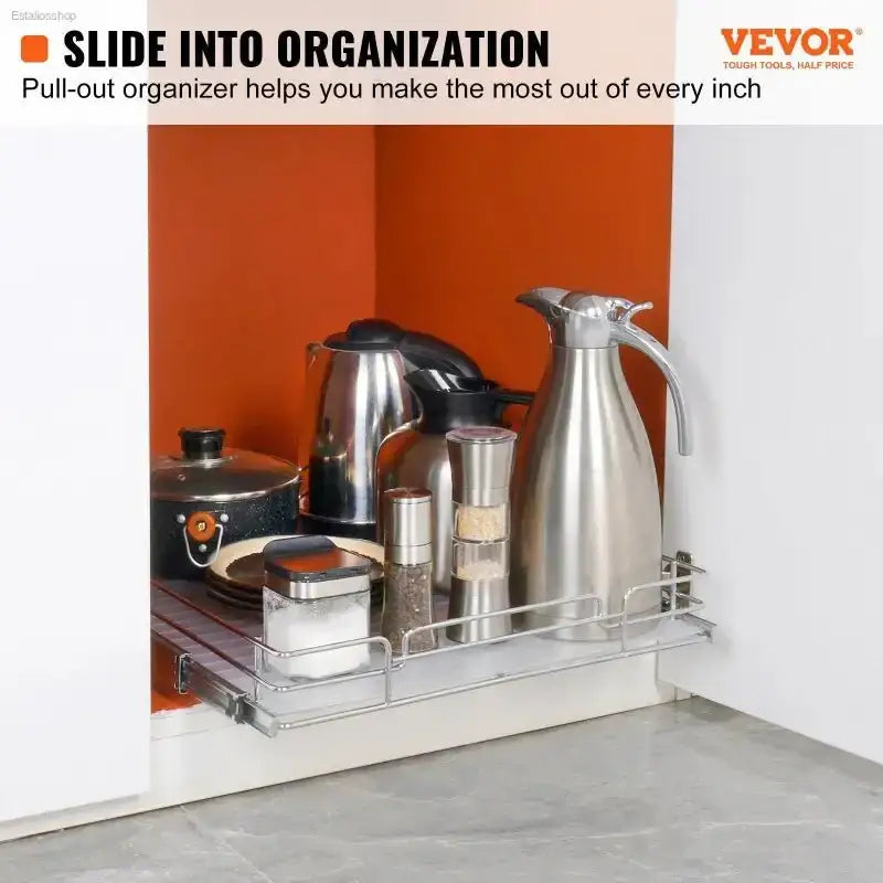 VEVOR Pull Out Cabinet Organizer with Heavy Duty Chrome - Plated Steel for Efficient Kitchen Storage - EstaliosShop