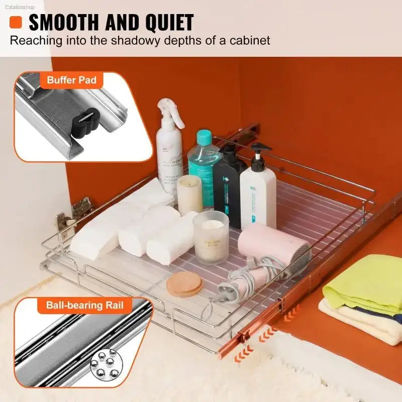 VEVOR Pull Out Cabinet Organizer with Heavy Duty Chrome - Plated Steel for Efficient Kitchen Storage - EstaliosShop