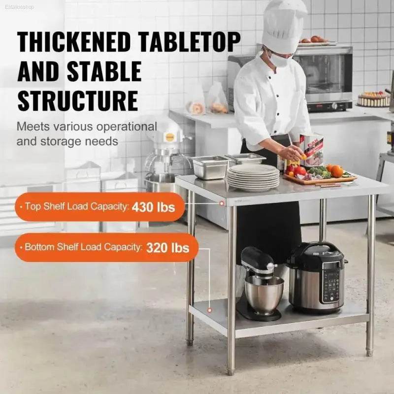 Vevor Stainless Steel Work Table: Unleash Kitchen Power! Introducing the Vevor Stainless Steel Kitchen Work Table, the Ultimate Solution for your Culinary Workspace - Estalios
