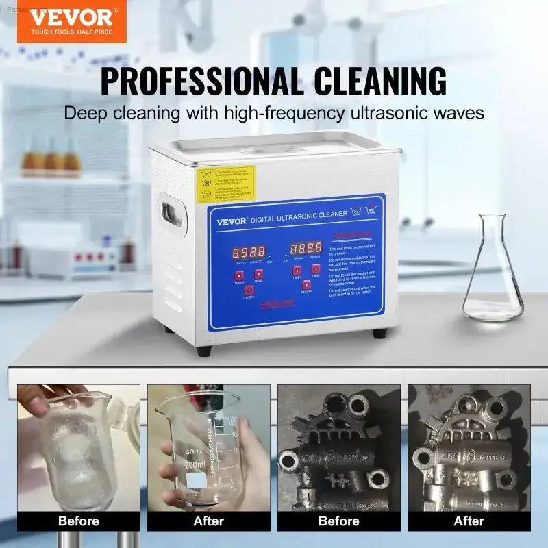 VEVOR Ultrasonic Cleaner with Digital Timer and Heater for Professional Jewelry and Small Parts Cleaning - EstaliosShop