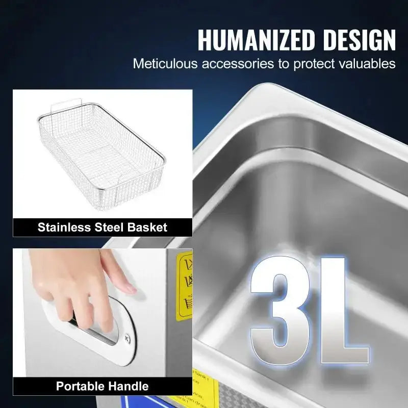 VEVOR Ultrasonic Cleaner with Digital Timer and Heater for Professional Jewelry and Small Parts Cleaning - EstaliosShop