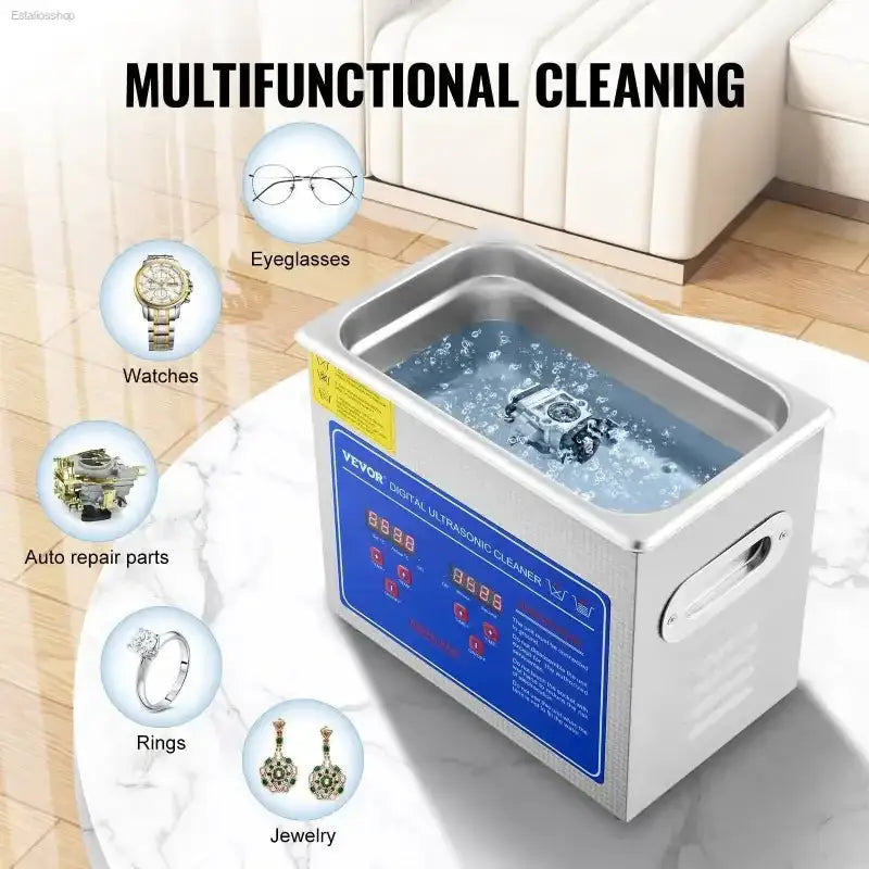 VEVOR Ultrasonic Cleaner with Digital Timer and Heater for Professional Jewelry and Small Parts Cleaning - EstaliosShop