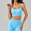 Vibrant Light Blue Ribbed Athletic Set Unleash Your Athletic Edge - Estalios