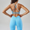 Vibrant Light Blue Ribbed Athletic Set Unleash Your Athletic Edge - Estalios