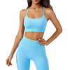 Vibrant Light Blue Ribbed Athletic Set Unleash Your Athletic Edge - Estalios