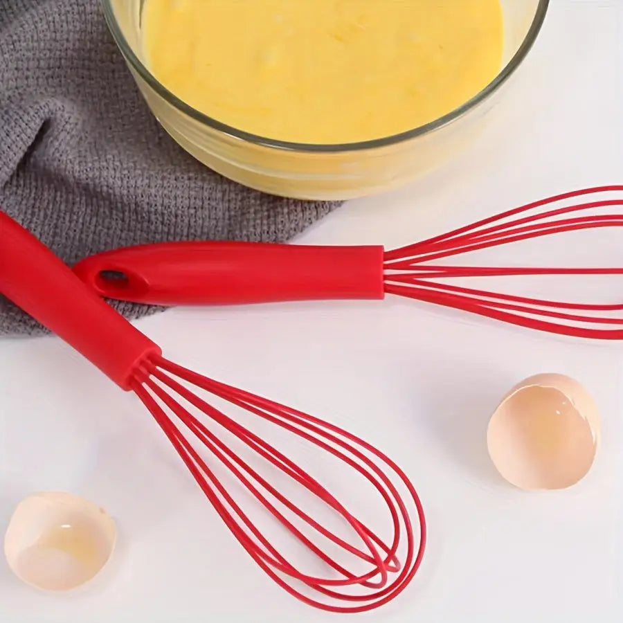 Red Vibrant Mini Silicone Whisks perfect for all your cooking needs and silicone whisk essentials