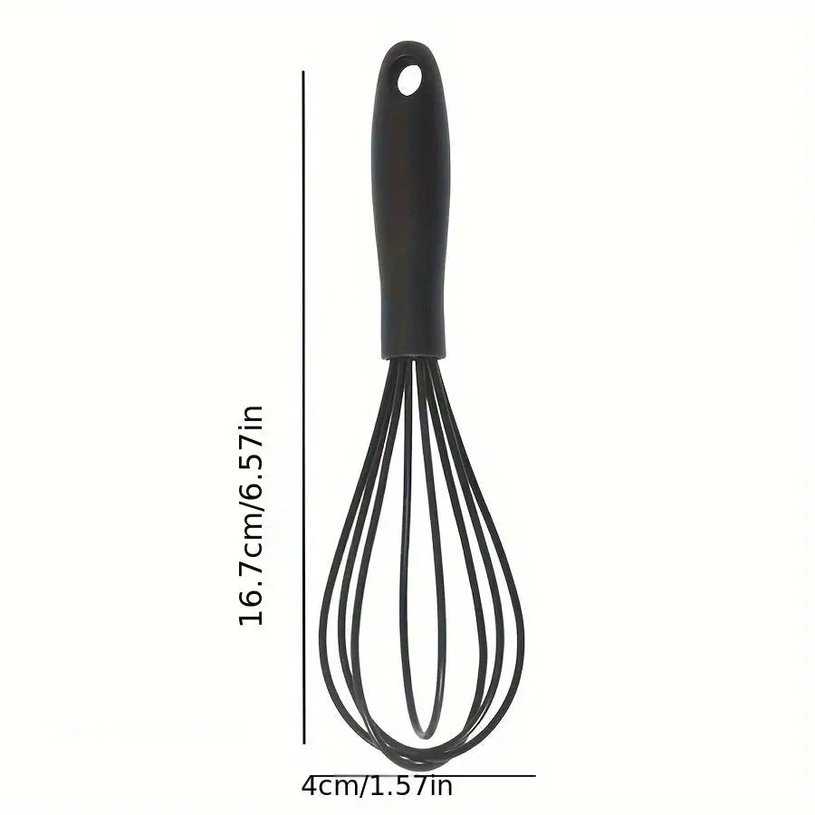 Black silicone whisk from Vibrant Mini Silicone Whisks, a must-have kitchen essential