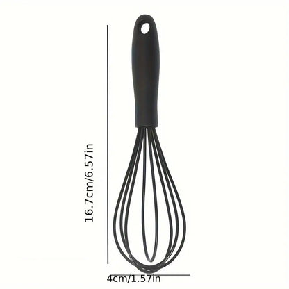 Black silicone whisk from Vibrant Mini Silicone Whisks, a must-have kitchen essential