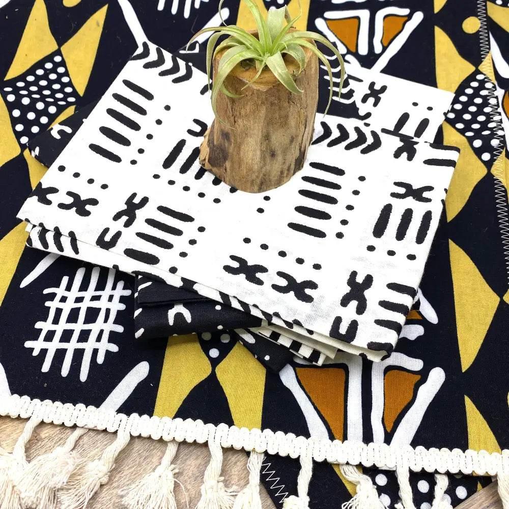 Vibrant Mudcloth Table Runner with Tassel Accent - Estalios