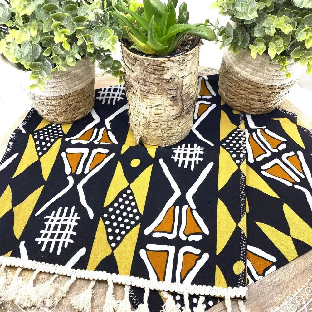 Vibrant Mudcloth Table Runner with Tassel Accent - Estalios