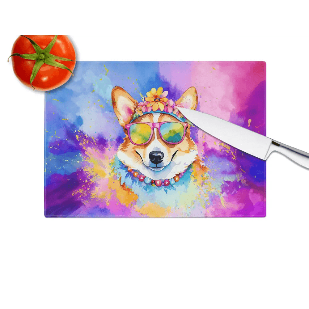 Corgi Glass Cutting Board: Slice with Style! Corgi Glass Cutting Board: the Perfect Blend of Function and Fun! this Colorful Corgi - Estalios
