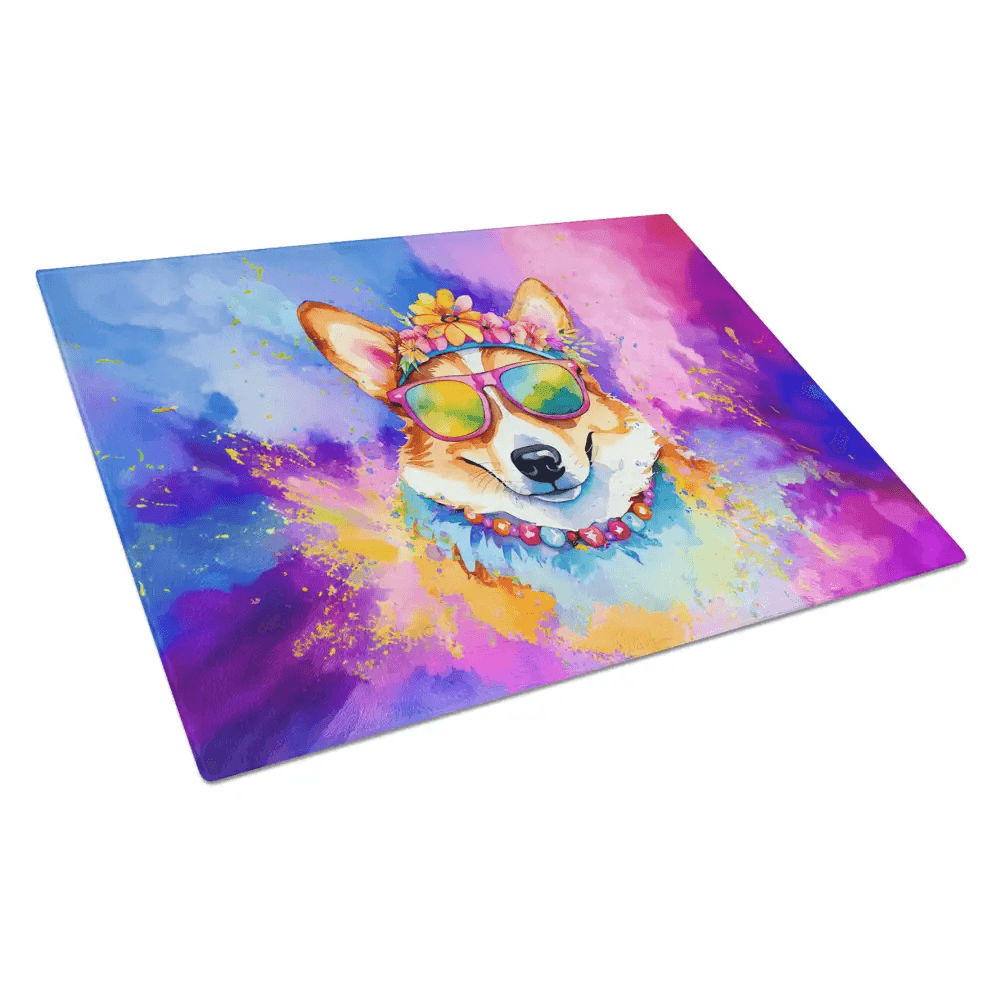 Corgi Glass Cutting Board: Slice with Style! Corgi Glass Cutting Board: the Perfect Blend of Function and Fun! this Colorful Corgi - Estalios