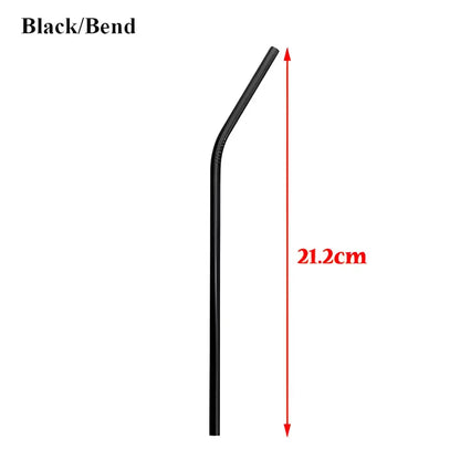 Black bent drinking straw from Vibrant Stainless Steel Metal Straws, perfect bar accessories