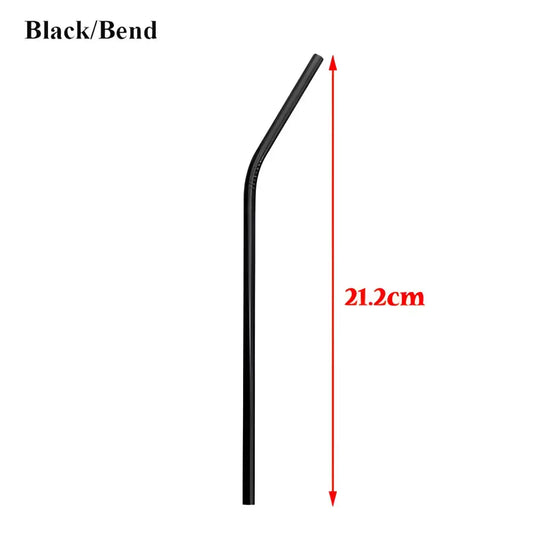 Black bent drinking straw from Vibrant Stainless Steel Metal Straws, perfect bar accessories