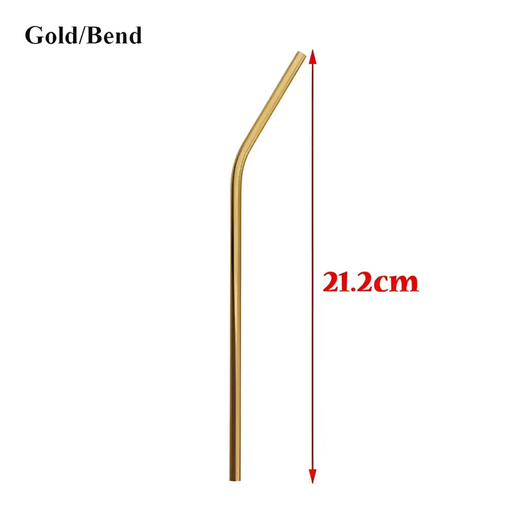 Gold-colored bent steel metal straw from Vibrant Stainless Steel Metal Straws for Your Bar