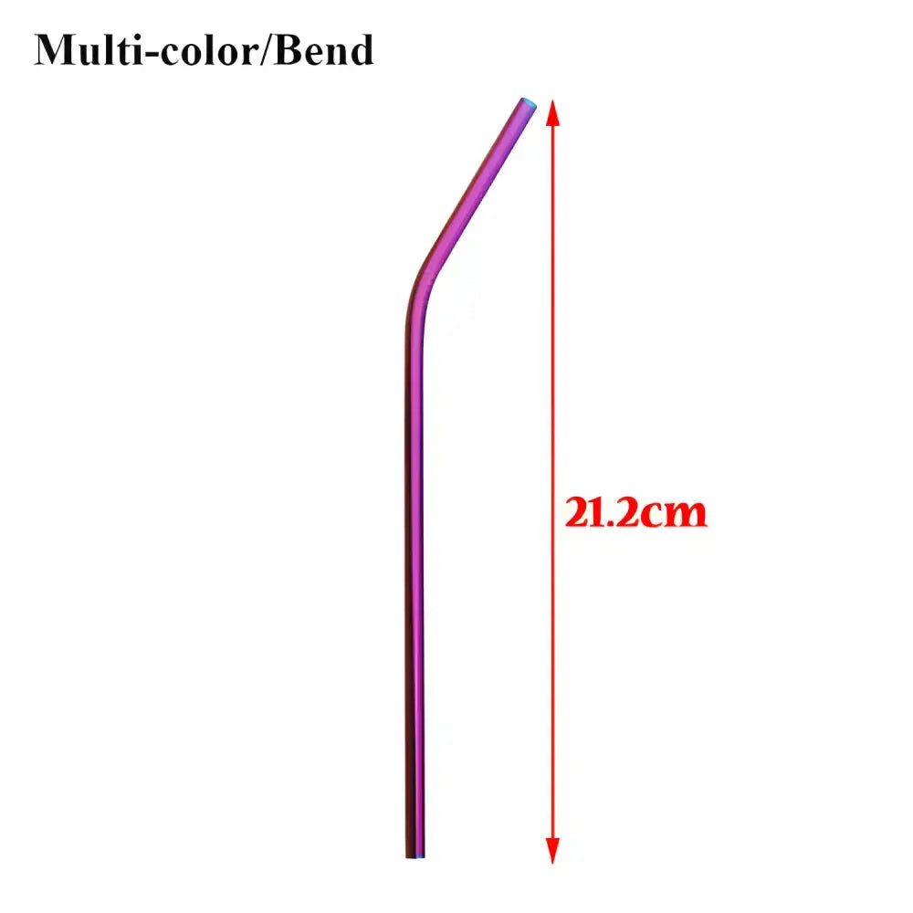 Multi-colored bent drinking straw from Vibrant Stainless Steel Metal Straws for your bar