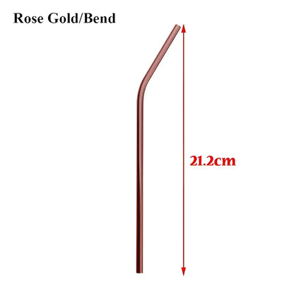 Rose gold bent stainless steel metal straw perfect for trendy bar accessories