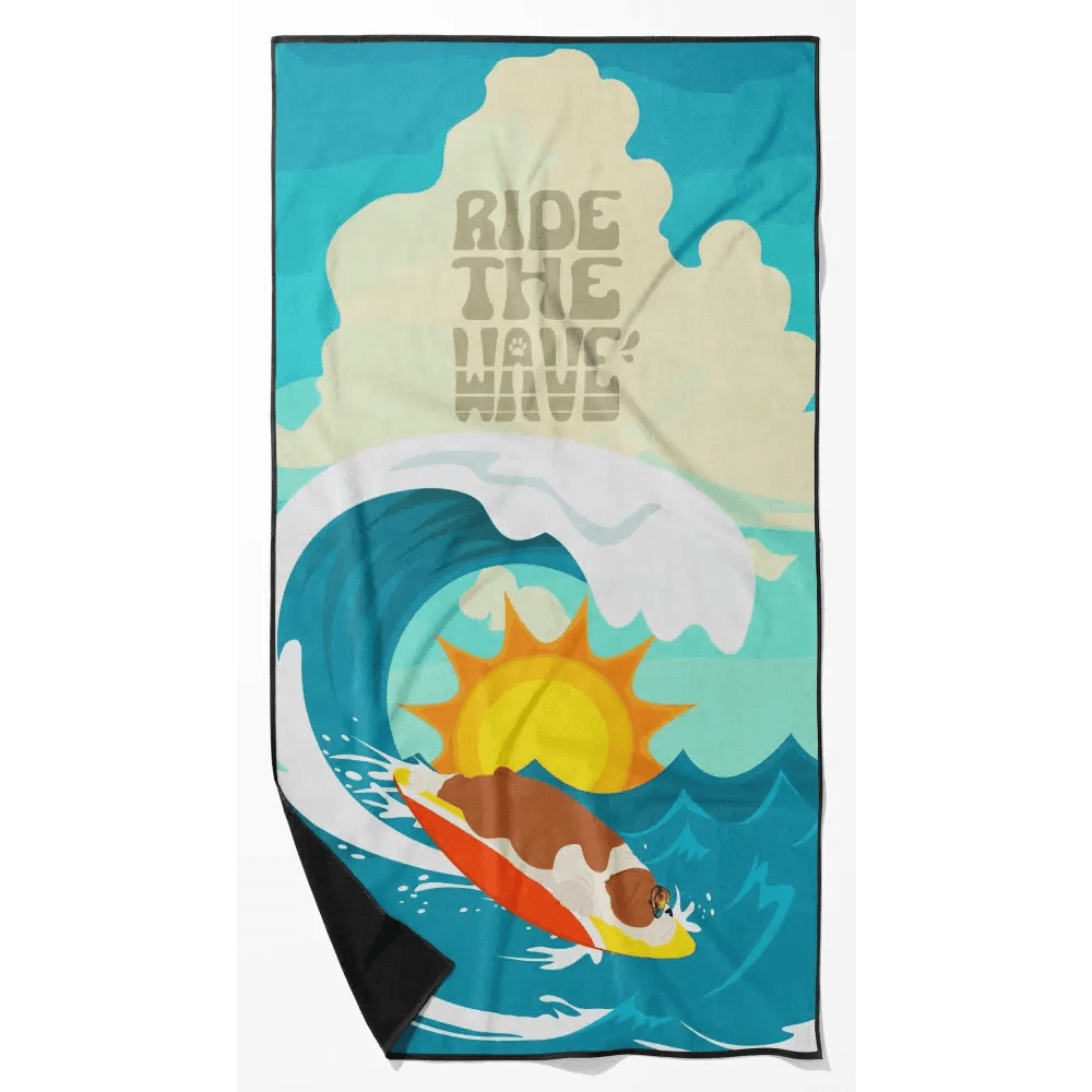 Catch a Wave with this Vibrant Surf Dog Beach Towel! Ready to Ride the Wave of Ultimate Beach Comfort and Style? this Vibrant Beach Towel is More - Estalios