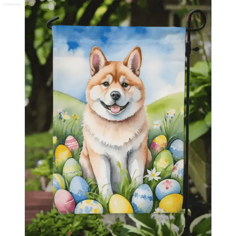 Vibrant Watercolor Dog Easter Garden Flag - Estalios
