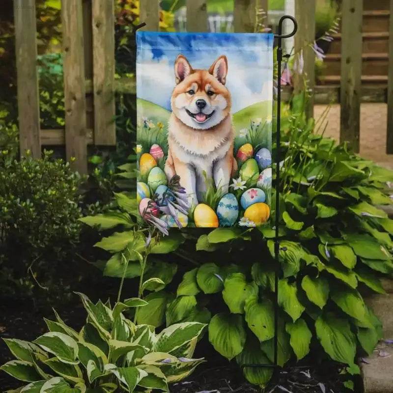 Vibrant Watercolor Dog Easter Garden Flag - Estalios