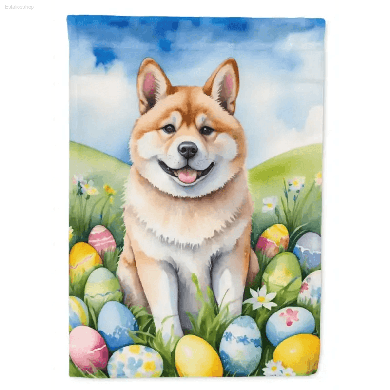 Vibrant Watercolor Dog Easter Garden Flag - Estalios