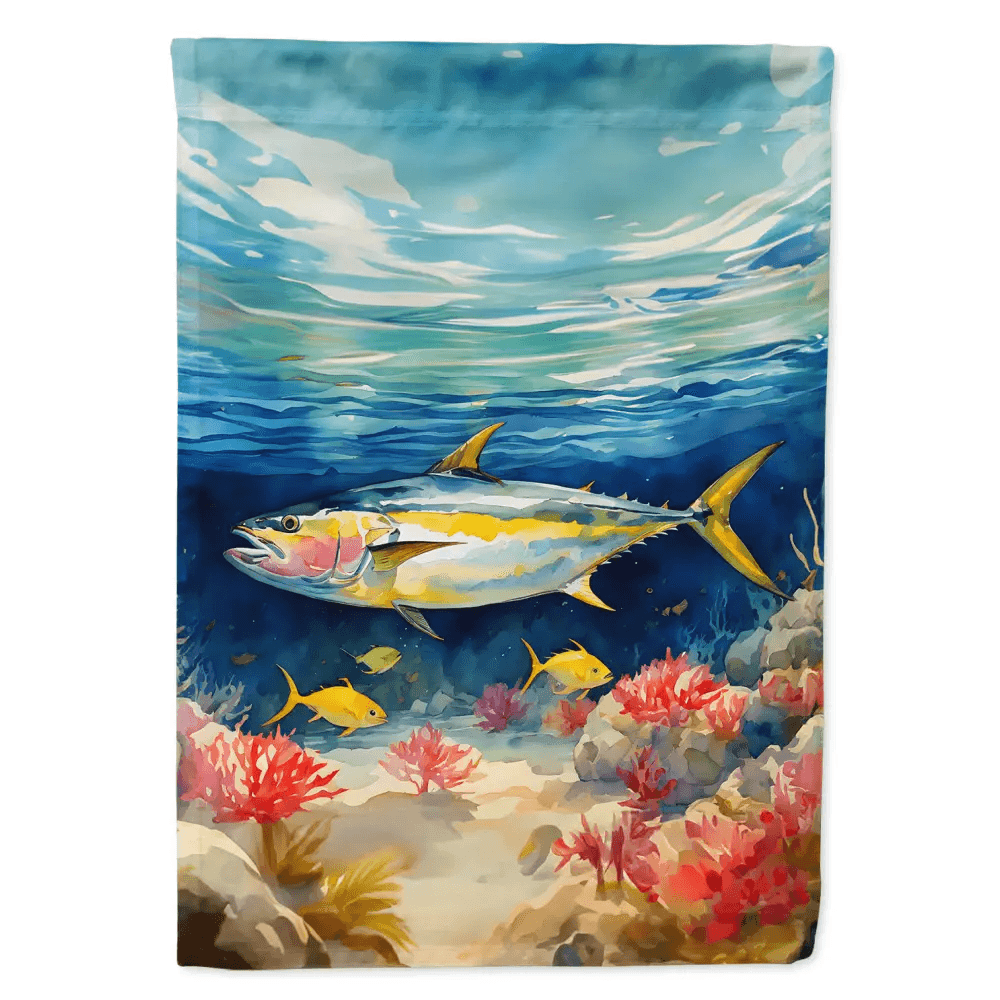 Vibrant Yellowfin Tuna Garden Flag for Outdoor Decor - Estalios