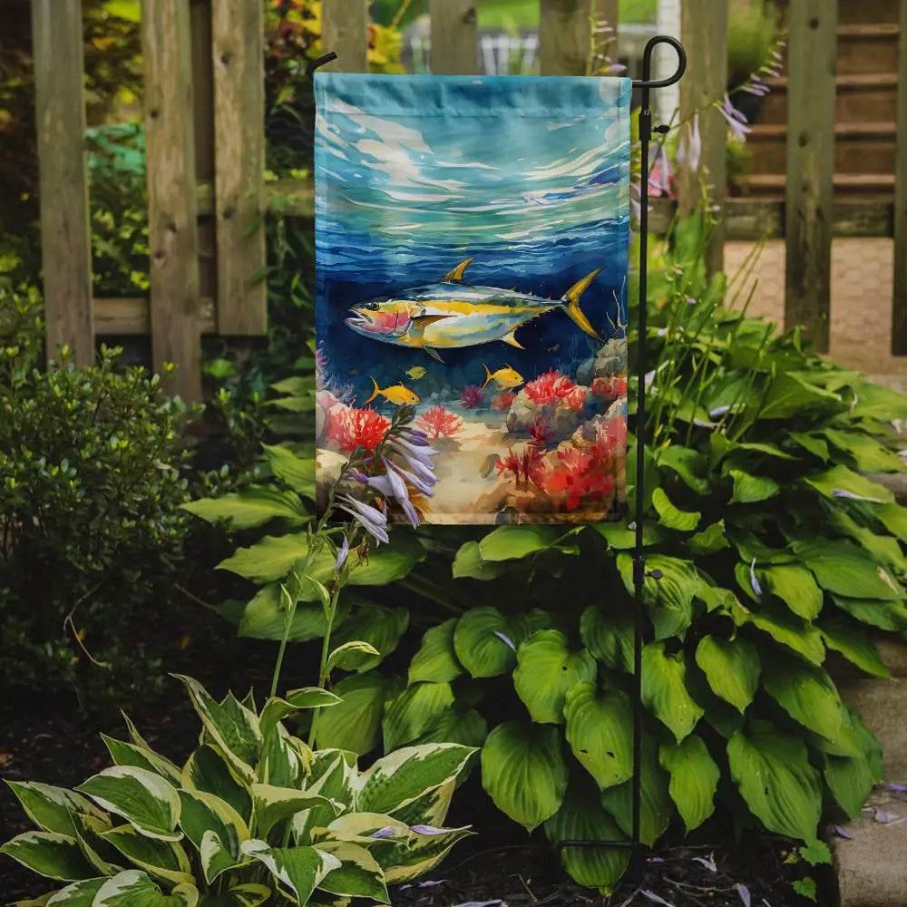 Vibrant Yellowfin Tuna Garden Flag for Outdoor Decor - Estalios