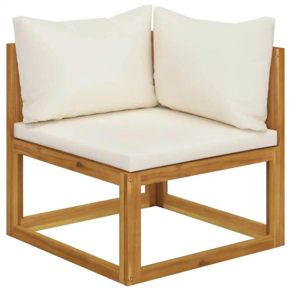 Acacia Wood Sofa Set: White Cushion Bliss! Ready to Transform your Outdoor Space Into a Haven of Relaxation and Style? our Acacia Wood Sofa Set, Complete - Estalios