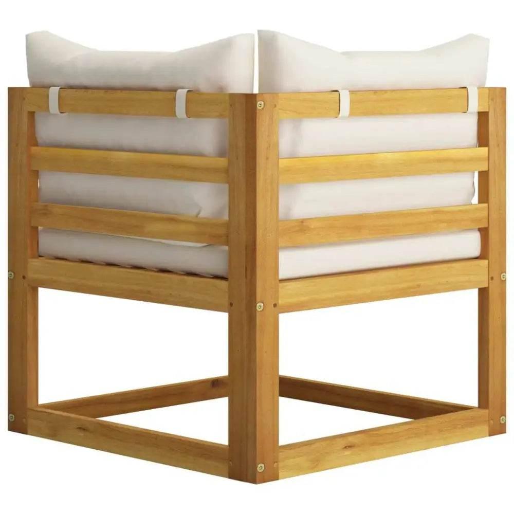 Acacia Wood Sofa Set: White Cushion Bliss! Ready to Transform your Outdoor Space Into a Haven of Relaxation and Style? our Acacia Wood Sofa Set, Complete - Estalios