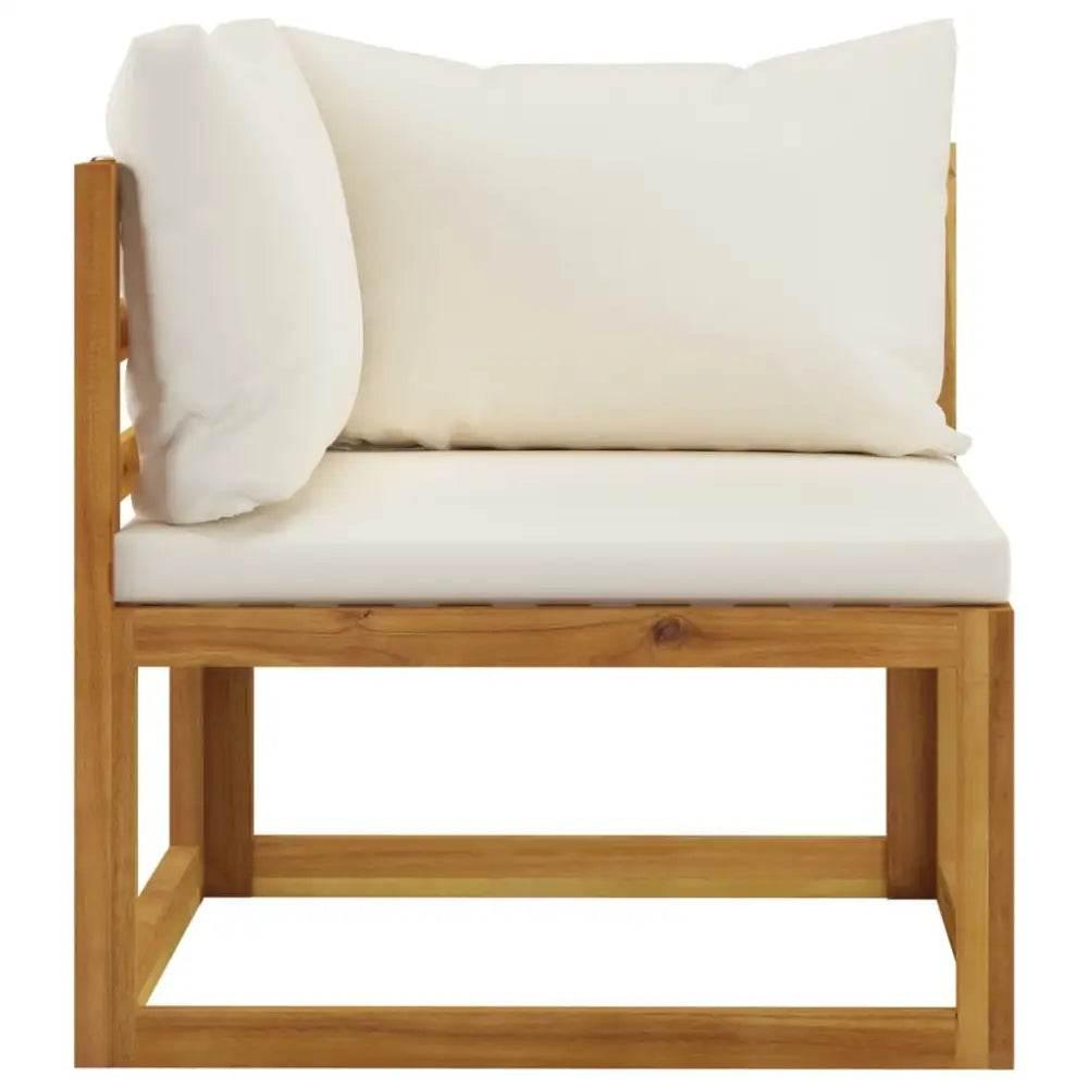 Acacia Wood Sofa Set: White Cushion Bliss! Ready to Transform your Outdoor Space Into a Haven of Relaxation and Style? our Acacia Wood Sofa Set, Complete - Estalios