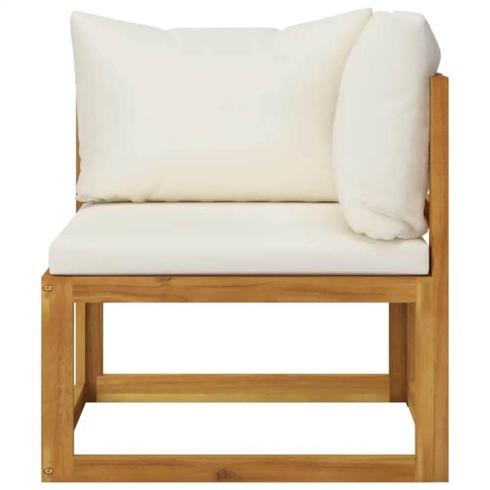 Acacia Wood Sofa Set: White Cushion Bliss! Ready to Transform your Outdoor Space Into a Haven of Relaxation and Style? our Acacia Wood Sofa Set, Complete - Estalios