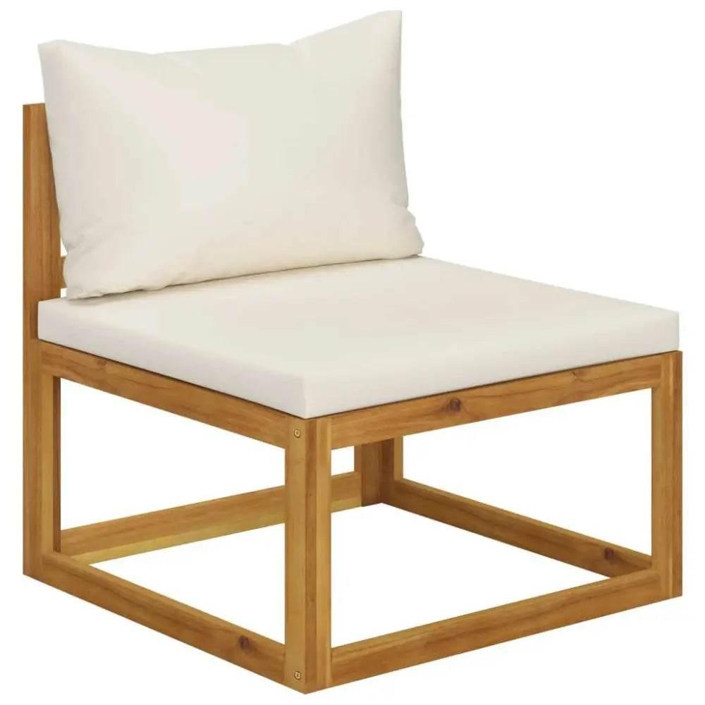Acacia Wood Sofa Set: White Cushion Bliss! Ready to Transform your Outdoor Space Into a Haven of Relaxation and Style? our Acacia Wood Sofa Set, Complete - Estalios