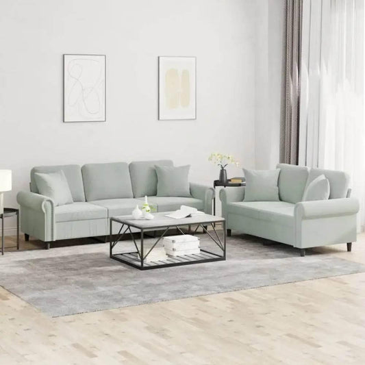 vidaXL Sofa Set Light Grey - Estalios